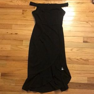 Black (off shoulder) ( side slit) dress